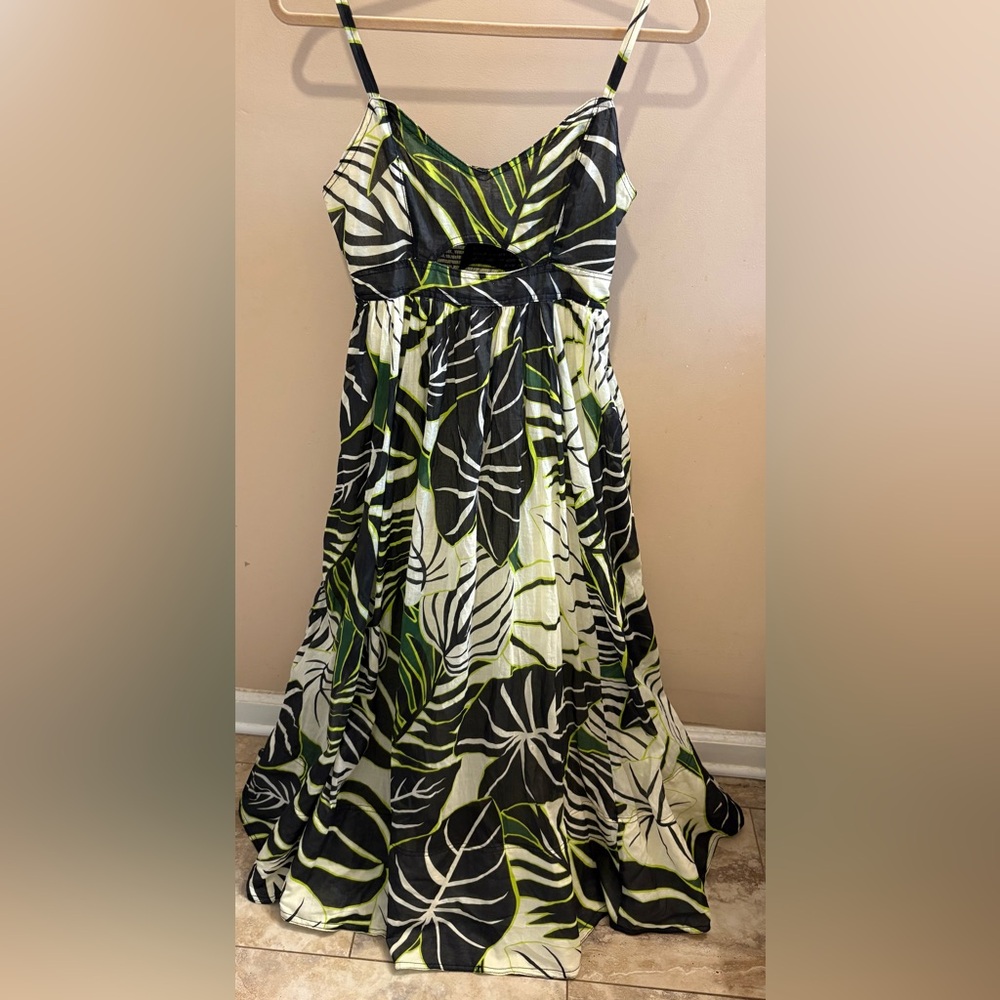Joie Anthropologie Bold Tropical Leaf Print Cotton Maxi Dress Women’s Size 2